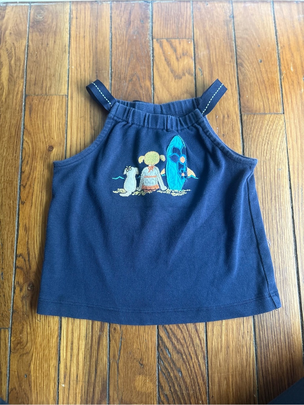 18/24 Gymboree Navy Blue Beach Embroidered Halter Tank Girl & Dog